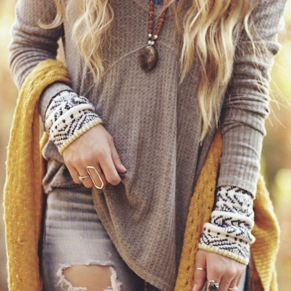 🌟🌟SOLD🌟🌟Free People Sunset Thermal Natural - Picture 2 of 8